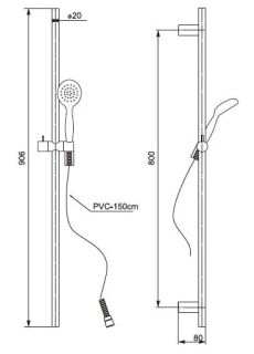 Душевой гарнитур Paini Bergamo BRCR121L9 90см хром